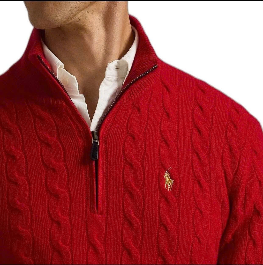 Áo len POLO RL cổ kéo khóa ¼ kiểu dệt cáp