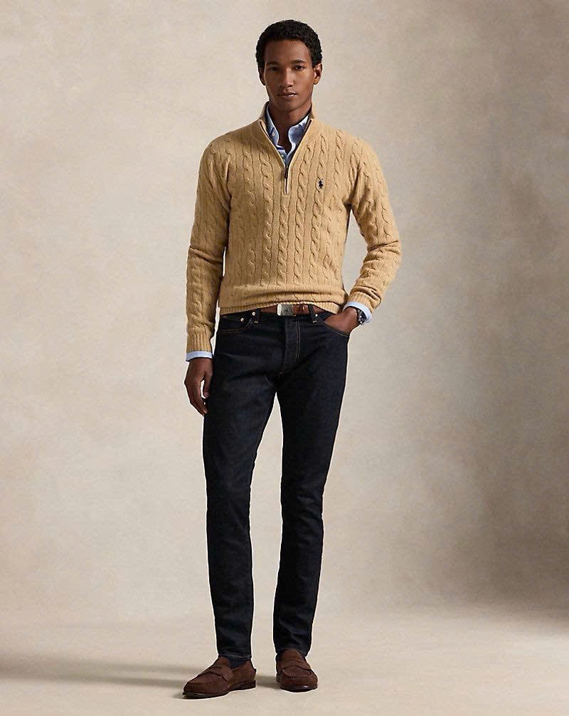 Áo len POLO RL cổ kéo khóa ¼ kiểu dệt cáp