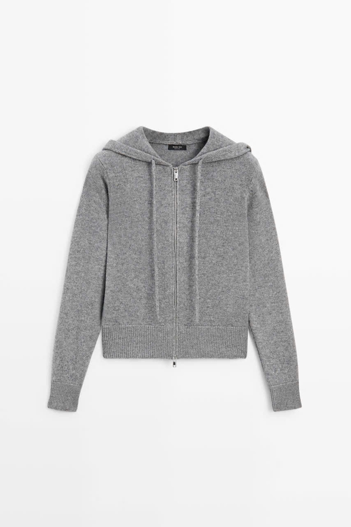 ÁO KHOÁC LEN MASSIMO DUTTI CÓ MŨ TRÙM ĐẦU, CHẤT LIỆU PHA LEN