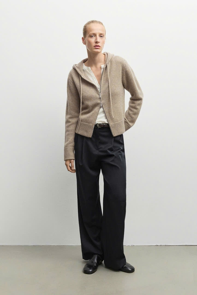 ÁO KHOÁC LEN MASSIMO DUTTI CÓ MŨ TRÙM ĐẦU, CHẤT LIỆU PHA LEN