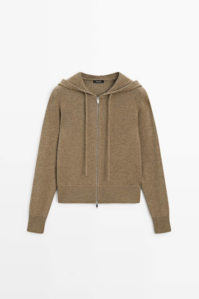 ÁO KHOÁC LEN MASSIMO DUTTI CÓ MŨ TRÙM ĐẦU, CHẤT LIỆU PHA LEN