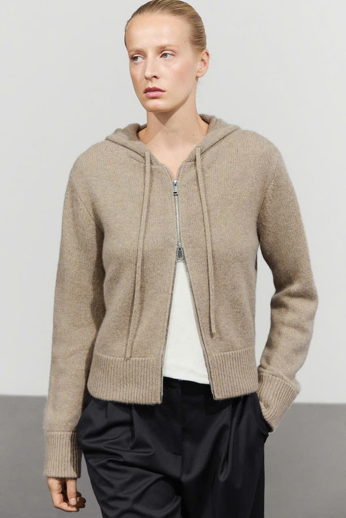 ÁO KHOÁC LEN MASSIMO DUTTI CÓ MŨ TRÙM ĐẦU, CHẤT LIỆU PHA LEN