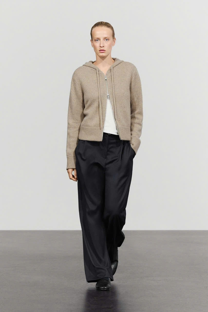 ÁO KHOÁC LEN MASSIMO DUTTI CÓ MŨ TRÙM ĐẦU, CHẤT LIỆU PHA LEN