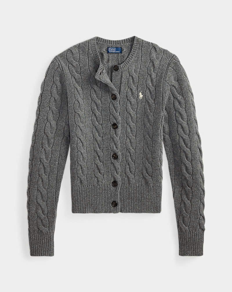 Áo khoác cardigan POLO RL len cashmere đan kiểu cáp