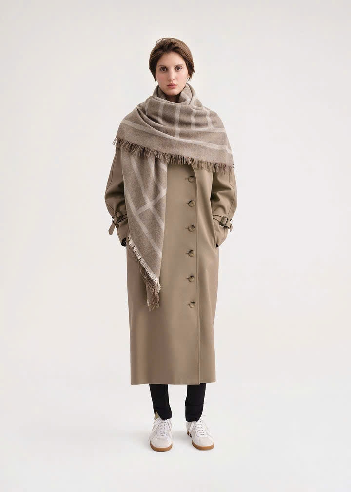 Khăn len cashmere họa tiết Monogram