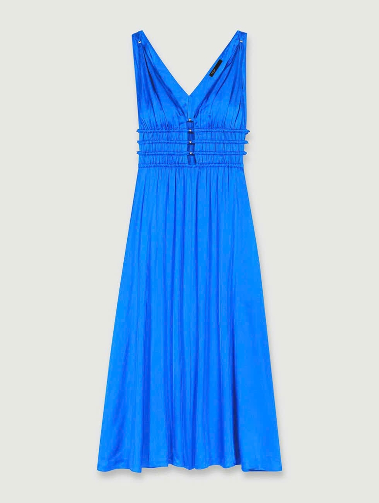 Váy maxi Maje lụa cut-out ngực giọt lệ 3 màu