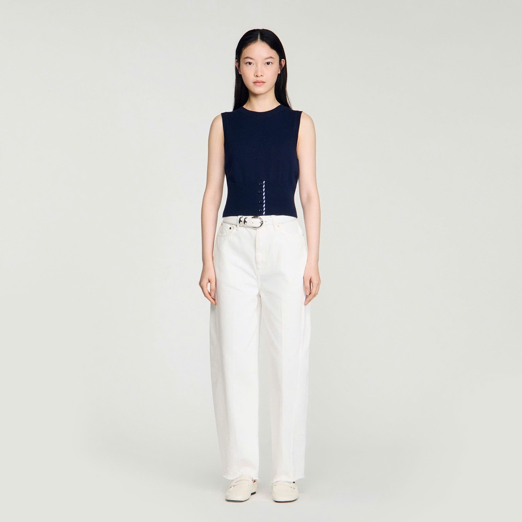 ÁO LEN CASHMERE NGẮN TAY KẺ SỌC