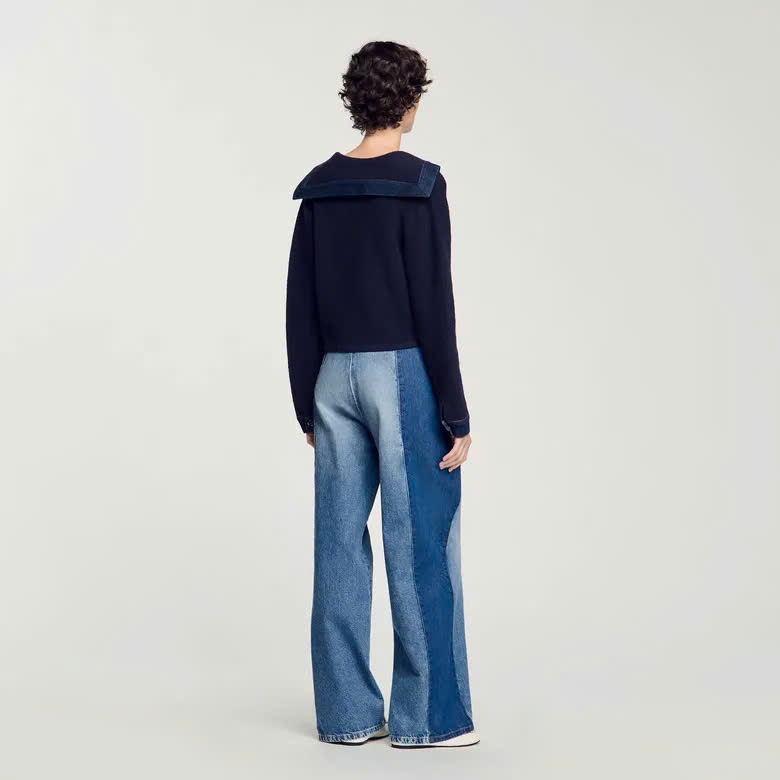 ÁO CARDIGAN PHỐI DENIM