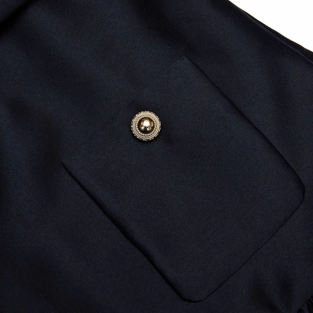 Váy ngắn vải taffeta màu xanh navy