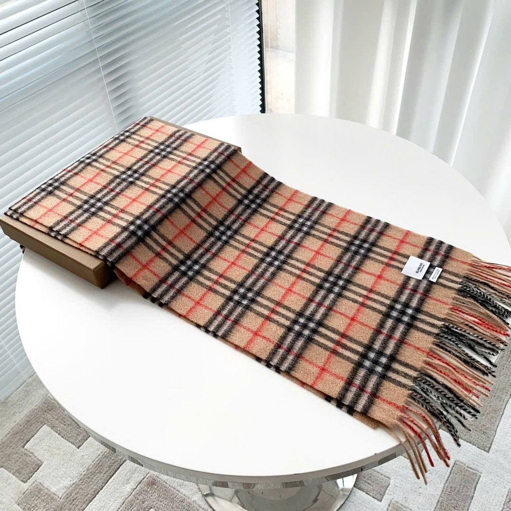 Khăn dạ Burberry kẻ nhỏ VIP 100% cashmere Sz170x32