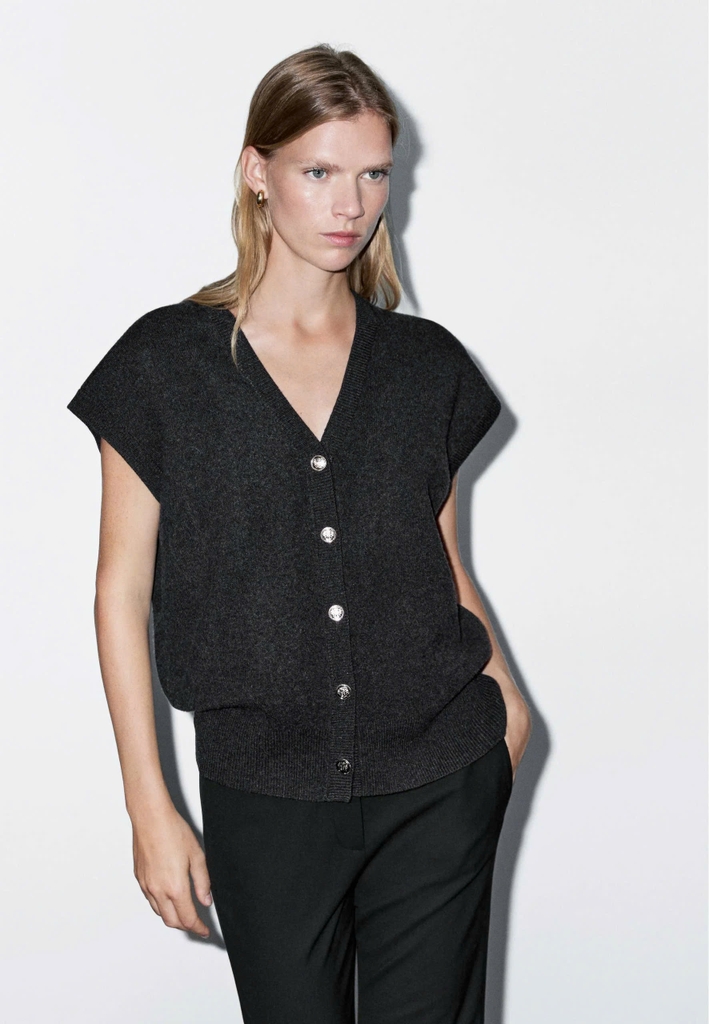 Áo GILE MASSIMO DUTTI khuy bạc màu lồng chuột