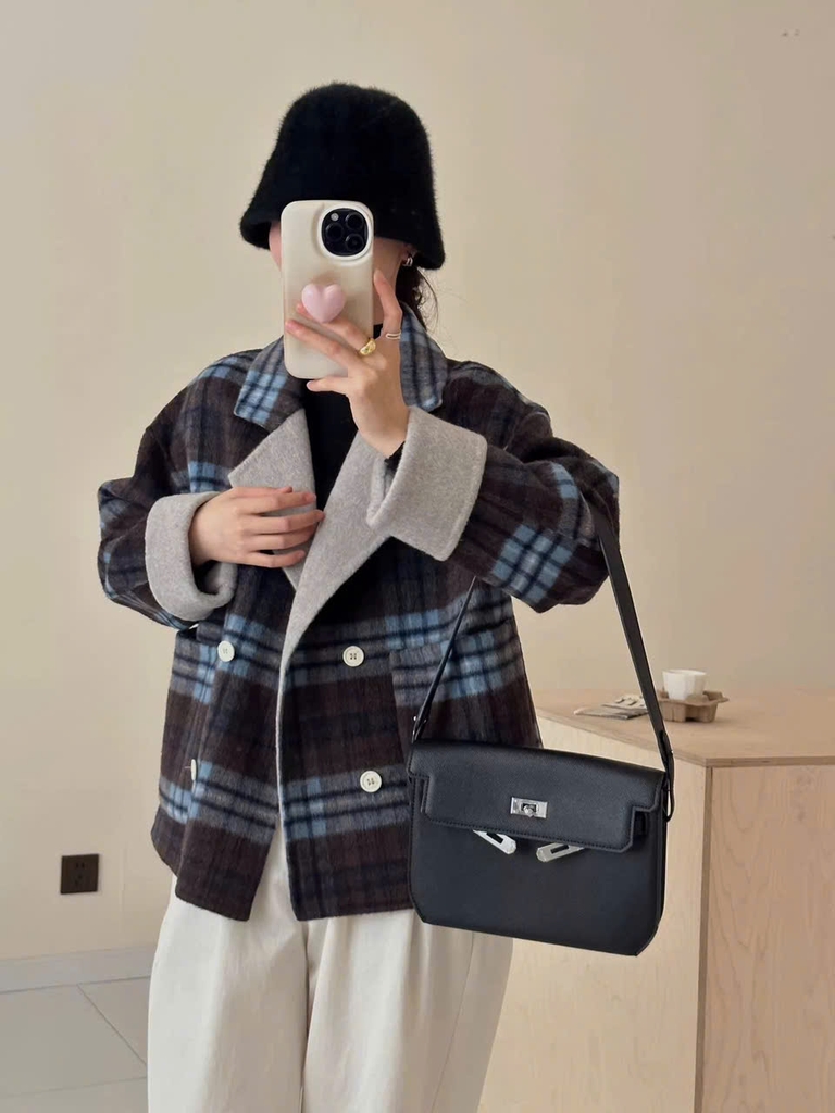 Coat dạ ép ICICLE kẻ