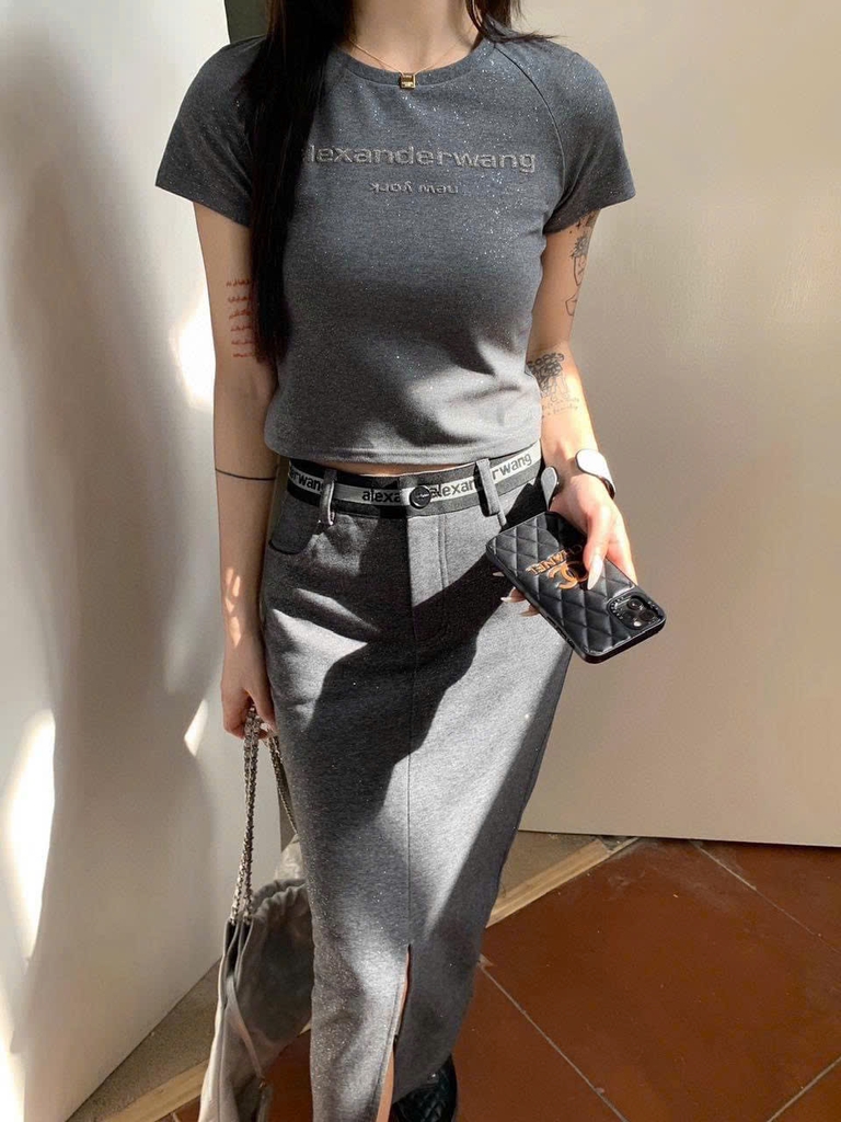 Set thun Alexander Wang bling(màu xám óng ánh)