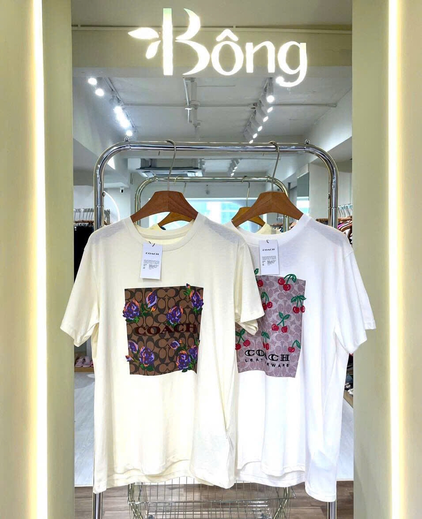Tshirt Coach cổ tròn logo Cherry