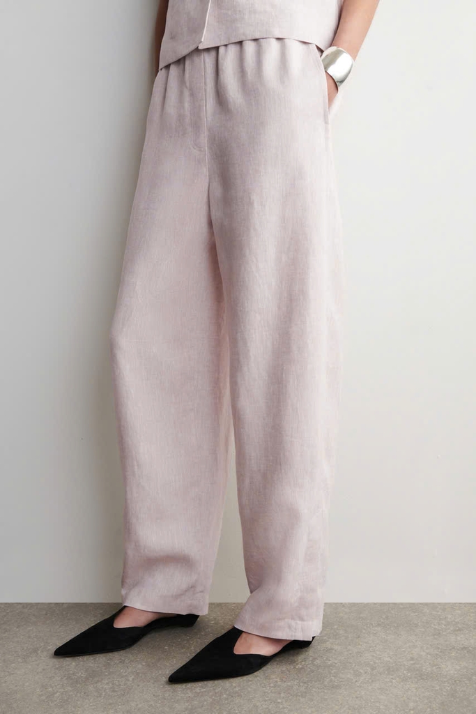 ÁO CHANI VẢI LINEN+QUẦN ỐNG RỘNG BẰNG VẢI LINEN CÓ EO CO GIÃN