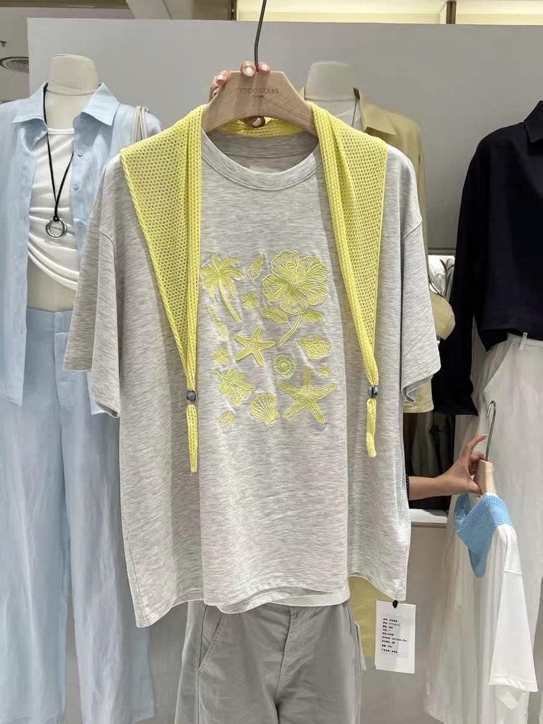 Tshirt TTOO VUISE dáng loose logo thêu sao biển 3 màu