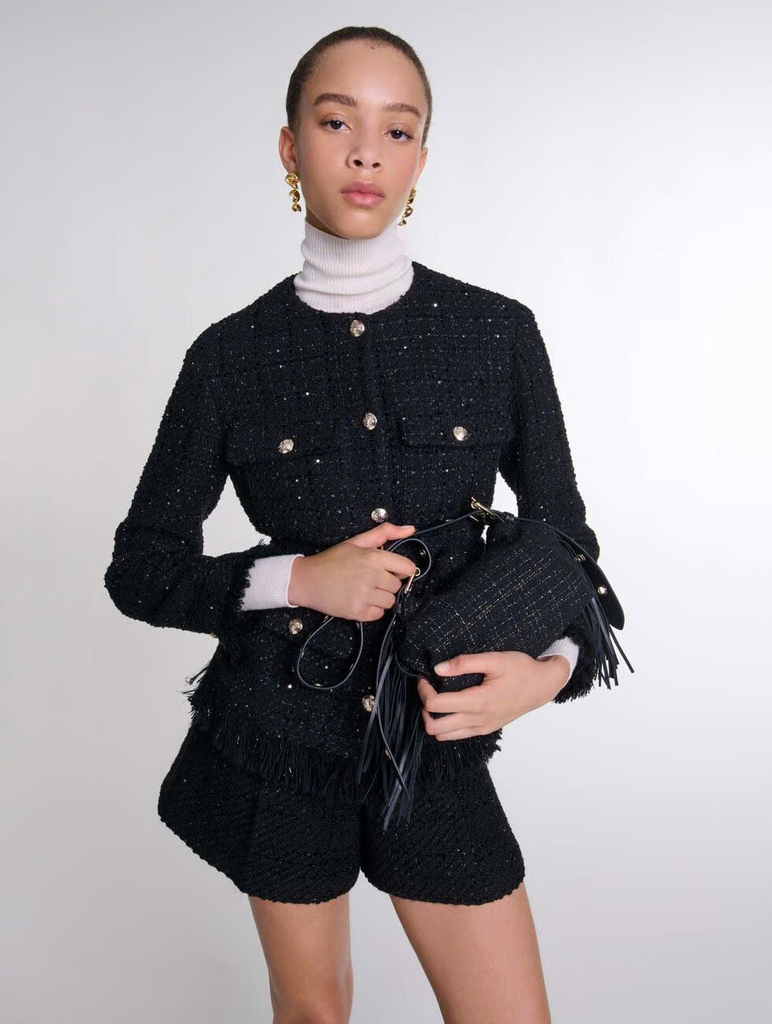 Áo khoác dạ tweed bling Maje
