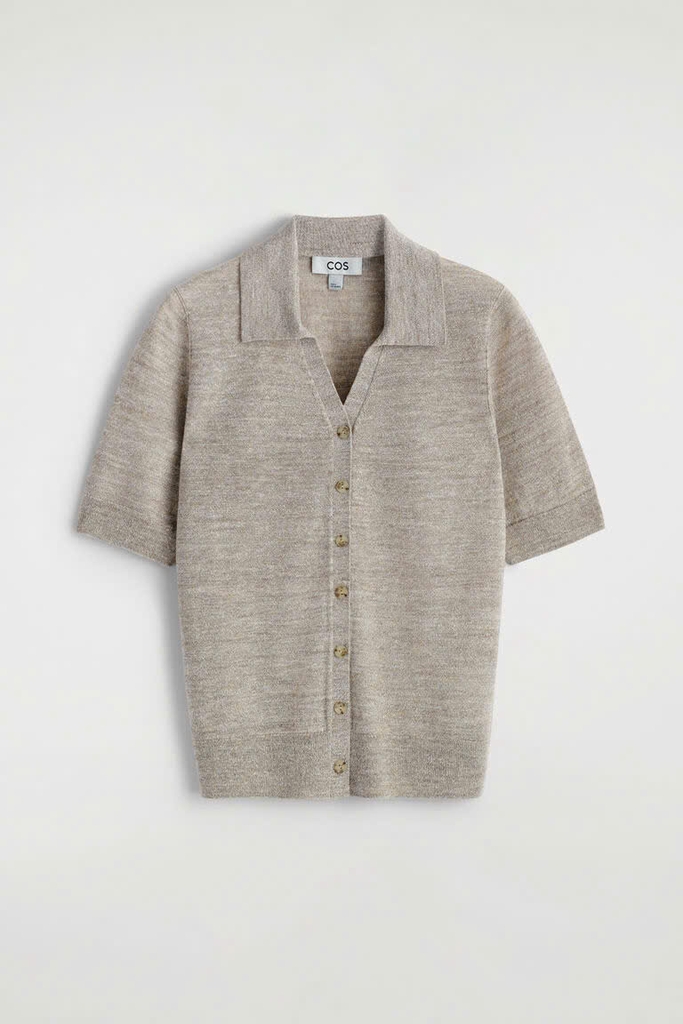 ÁO SƠ MI NGẮN TAY BẰNG VẢI LINEN-MERINO DỆT
