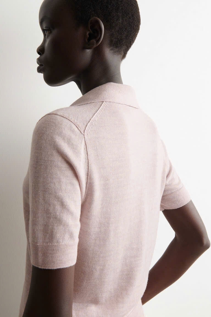ÁO SƠ MI NGẮN TAY BẰNG VẢI LINEN-MERINO DỆT