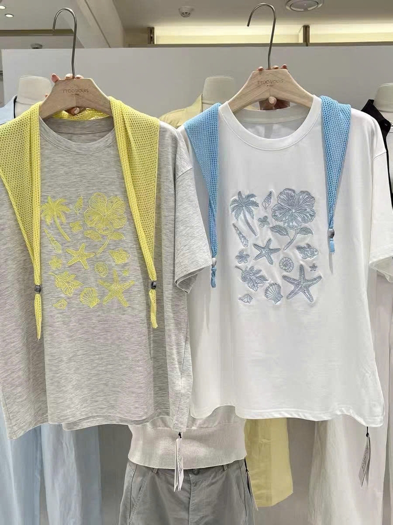 Tshirt TTOO VUISE dáng loose logo thêu sao biển 3 màu