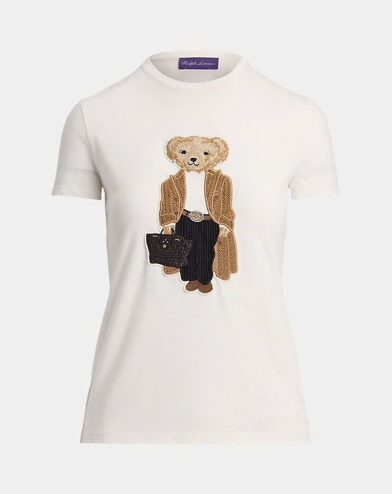 Áo thun cotton hình gấu Polo mùa thu