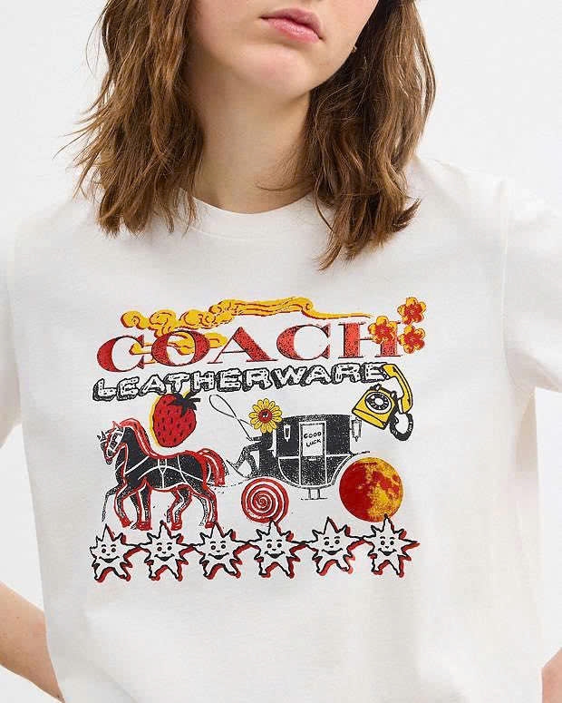 Tshirt COACHdư xịn hoạ tiết cỗ xe ngựa