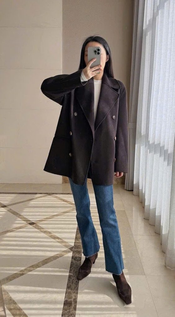 Coat dạ ép dáng lửng TOTEME
