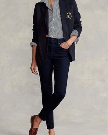 Blazer Polo 100% cotton 1 khuy huy hiệu PRL 2 màu