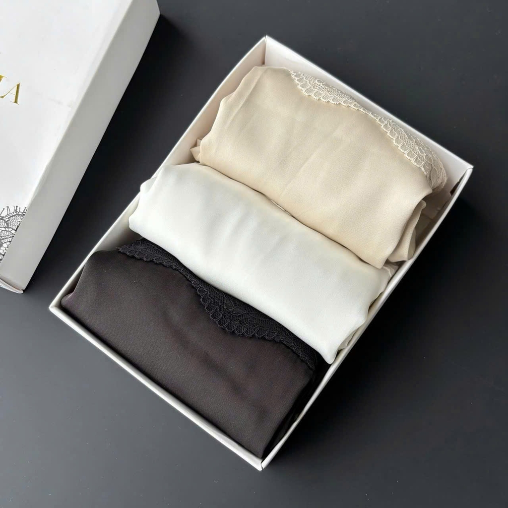 Quần lụa ngủ viền ren La Perla 3 màu  set 3pcs