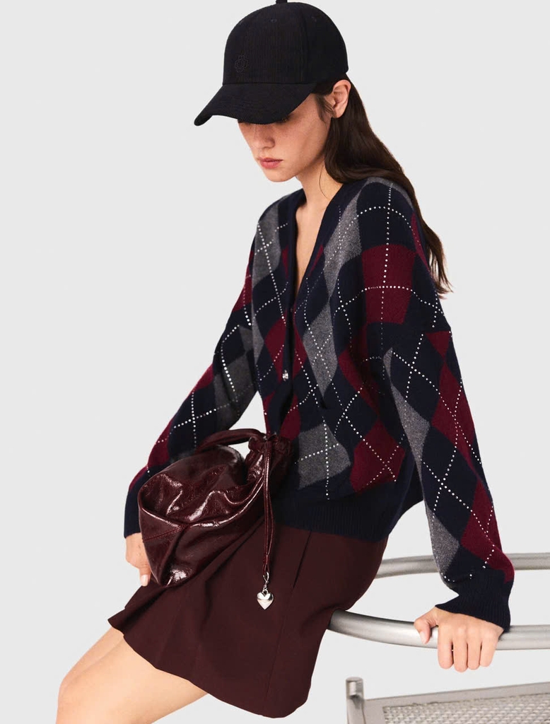 Áo khoác cardigan họa tiết argyle