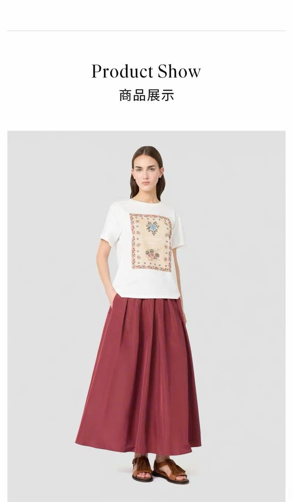 Tshirt MaxMara họa tiết vuông hoa lá