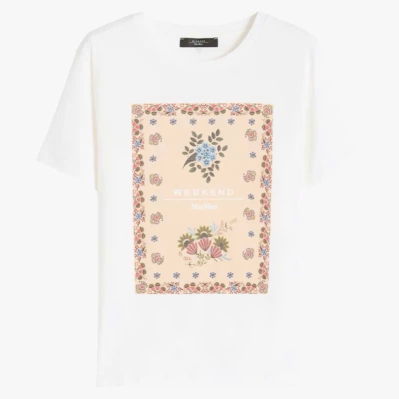 Tshirt MaxMara họa tiết vuông hoa lá