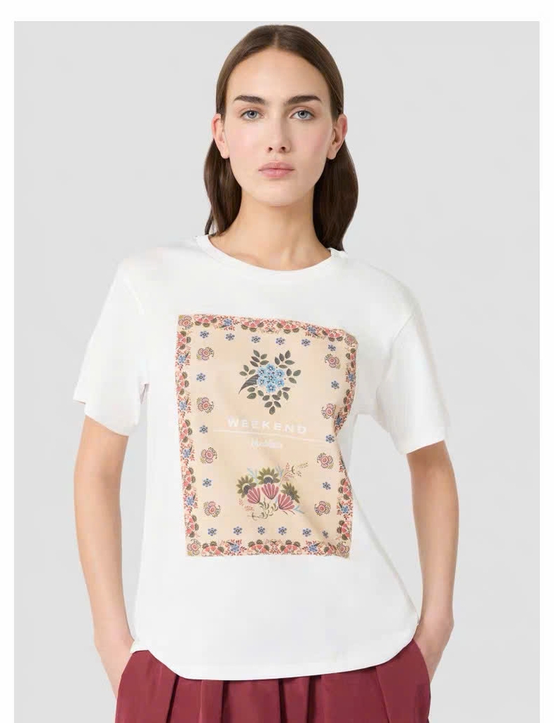 Tshirt MaxMara họa tiết vuông hoa lá