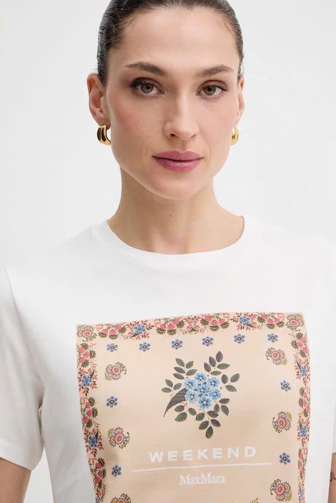 Tshirt MaxMara họa tiết vuông hoa lá