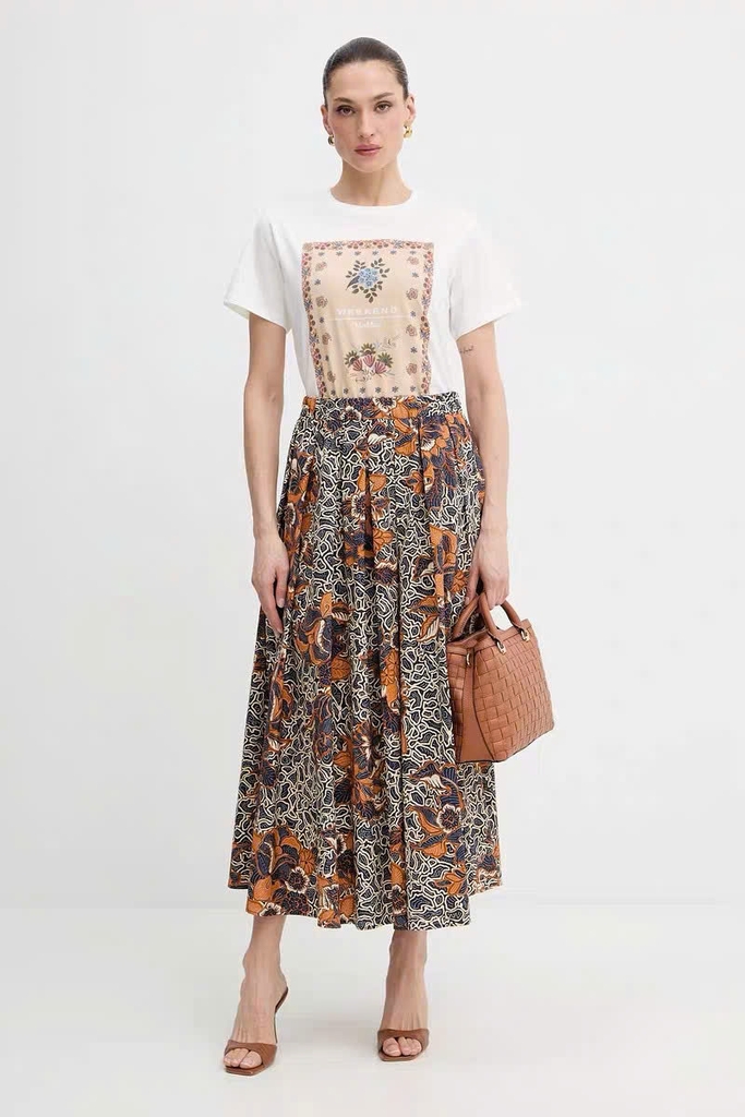 Tshirt MaxMara họa tiết vuông hoa lá