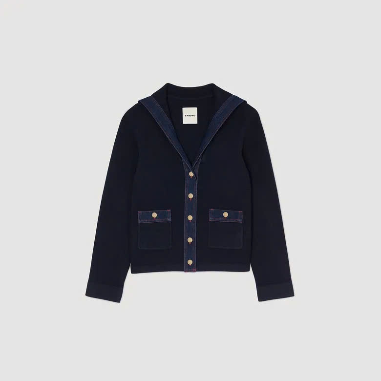 ÁO CARDIGAN PHỐI DENIM