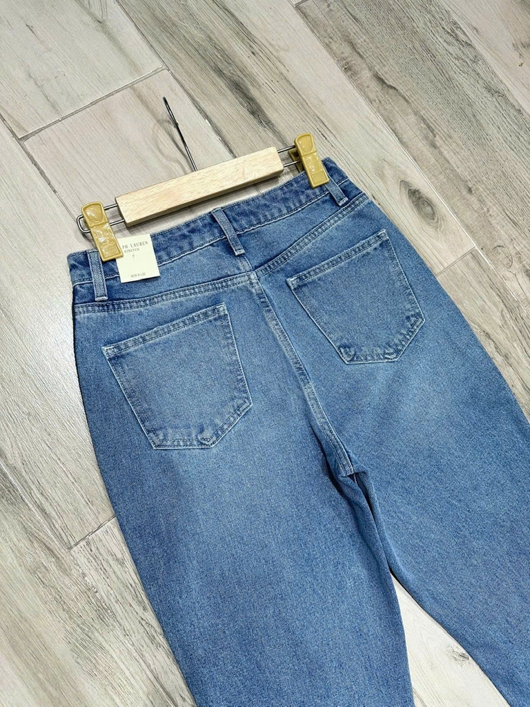 Quần jean dáng baggy Rauph Lauren xanh viền sọc đen