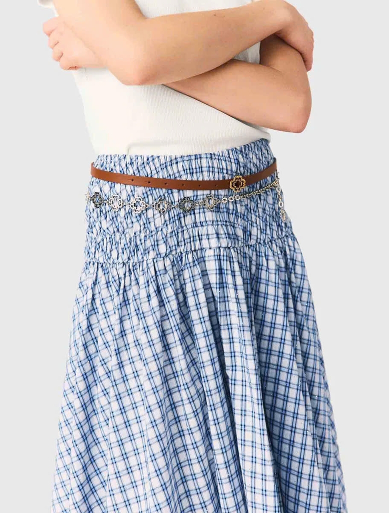 Chân váy maxi cotton đính đá