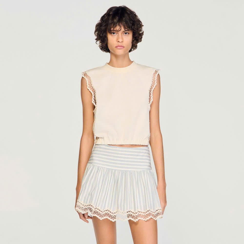 ÁO THUN COTTON LỬNG VỚI REN.