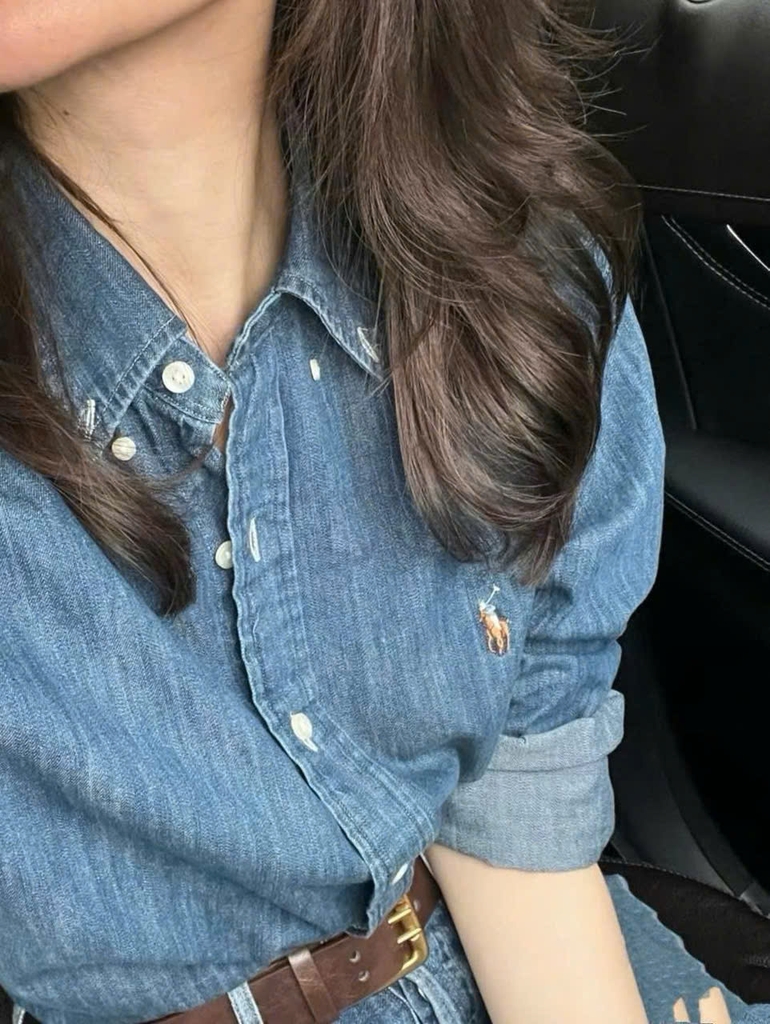 Sơ mi nam POLO denim logo thêu