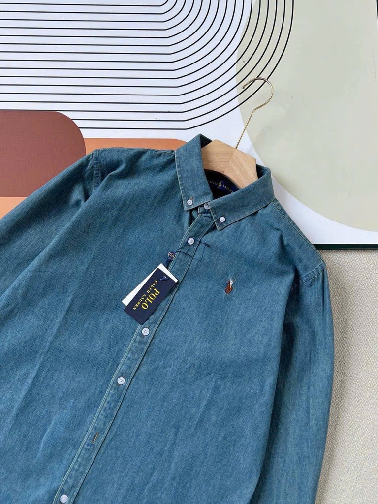 Sơ mi nam POLO denim logo thêu