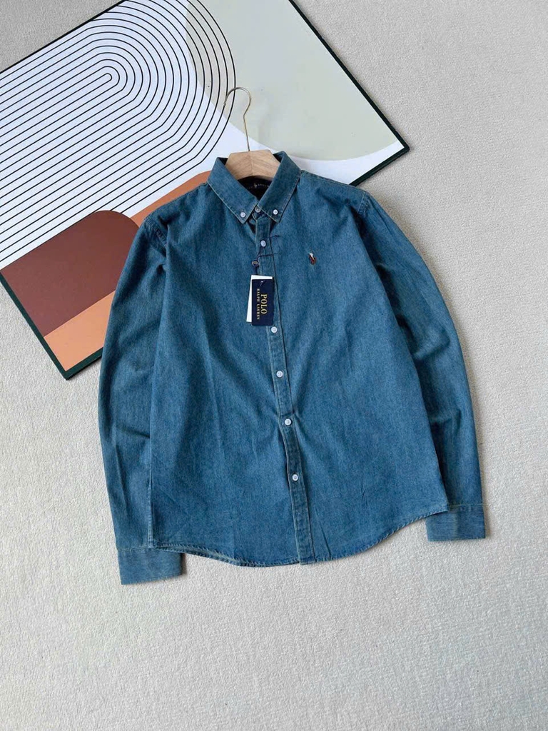Sơ mi nam POLO denim logo thêu