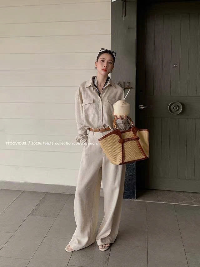 Set linen TTOO VOUISE Hàn Quốc 3 màu kèm khăn lụa