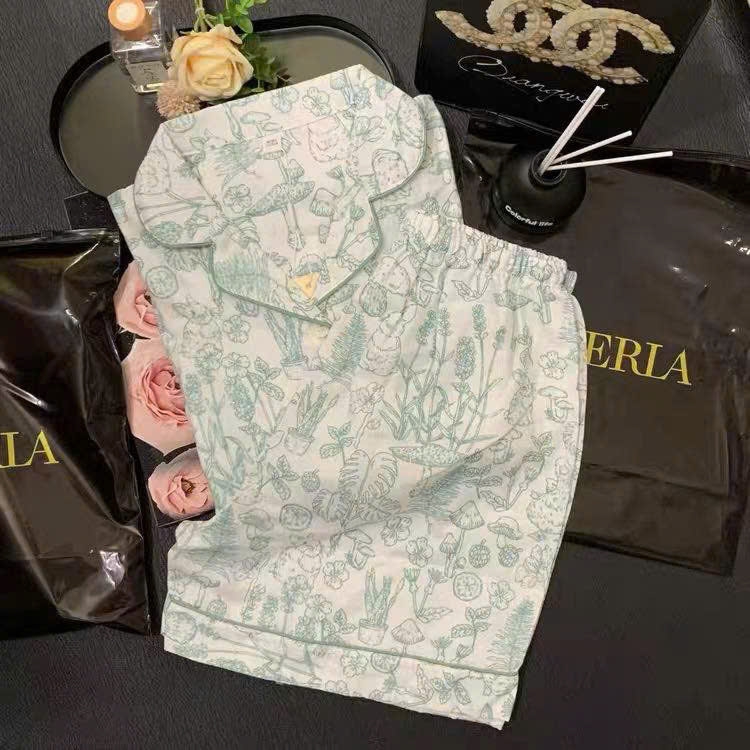 Set Pijama La Perla hoạ tiết hoa lá 2 màu