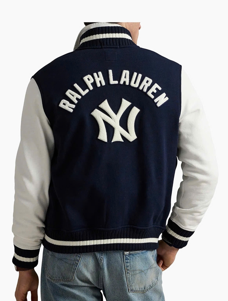 Jacket POLO collab MLB New York navy phối cổ len