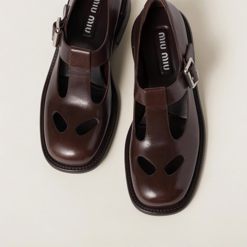 Miu Miu Leather T-bar shoes