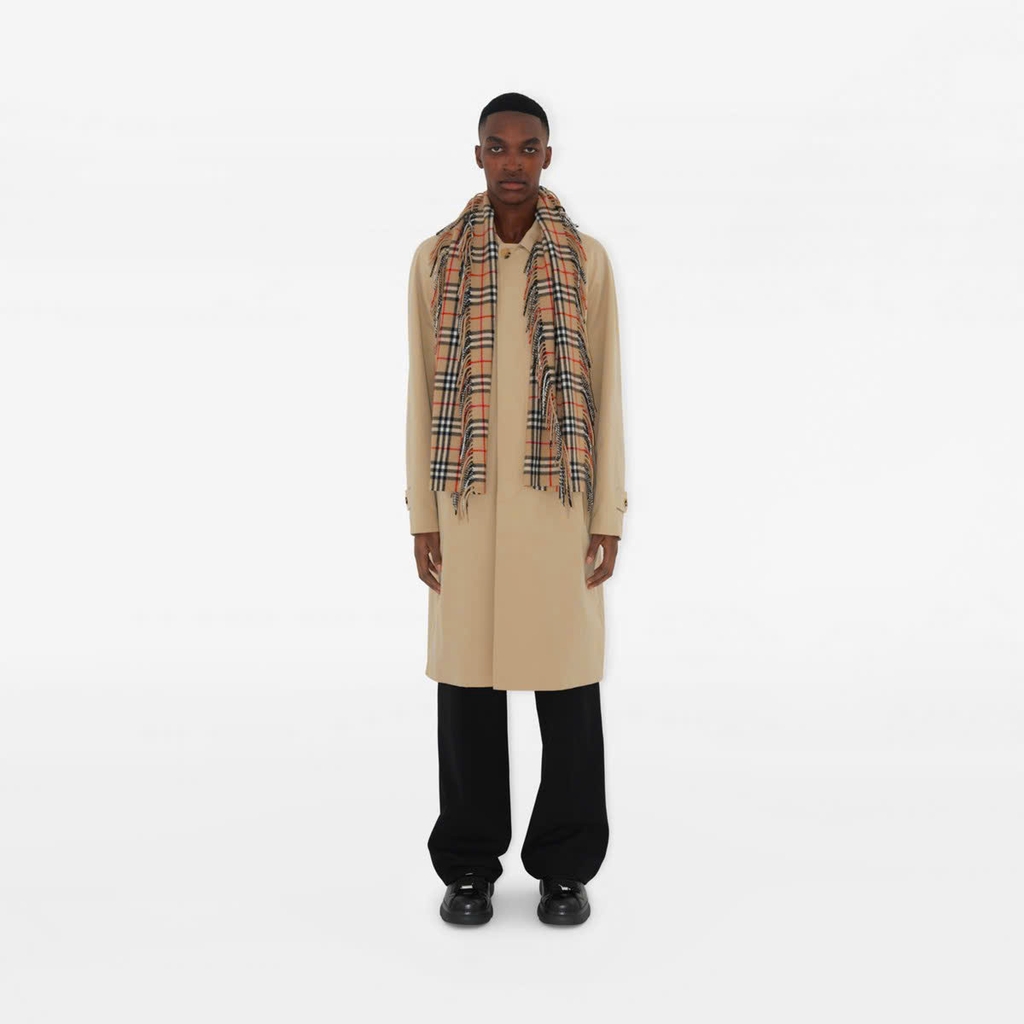 Khăn choàng cashmere kẻ caro có tua rua
