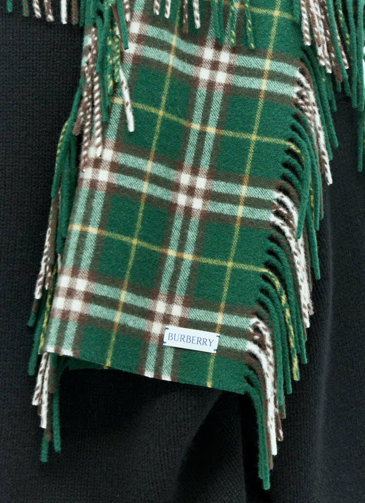 Khăn choàng cashmere kẻ caro có tua rua