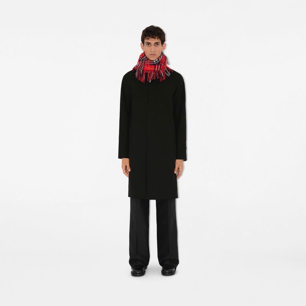 Khăn choàng cashmere kẻ caro có tua rua