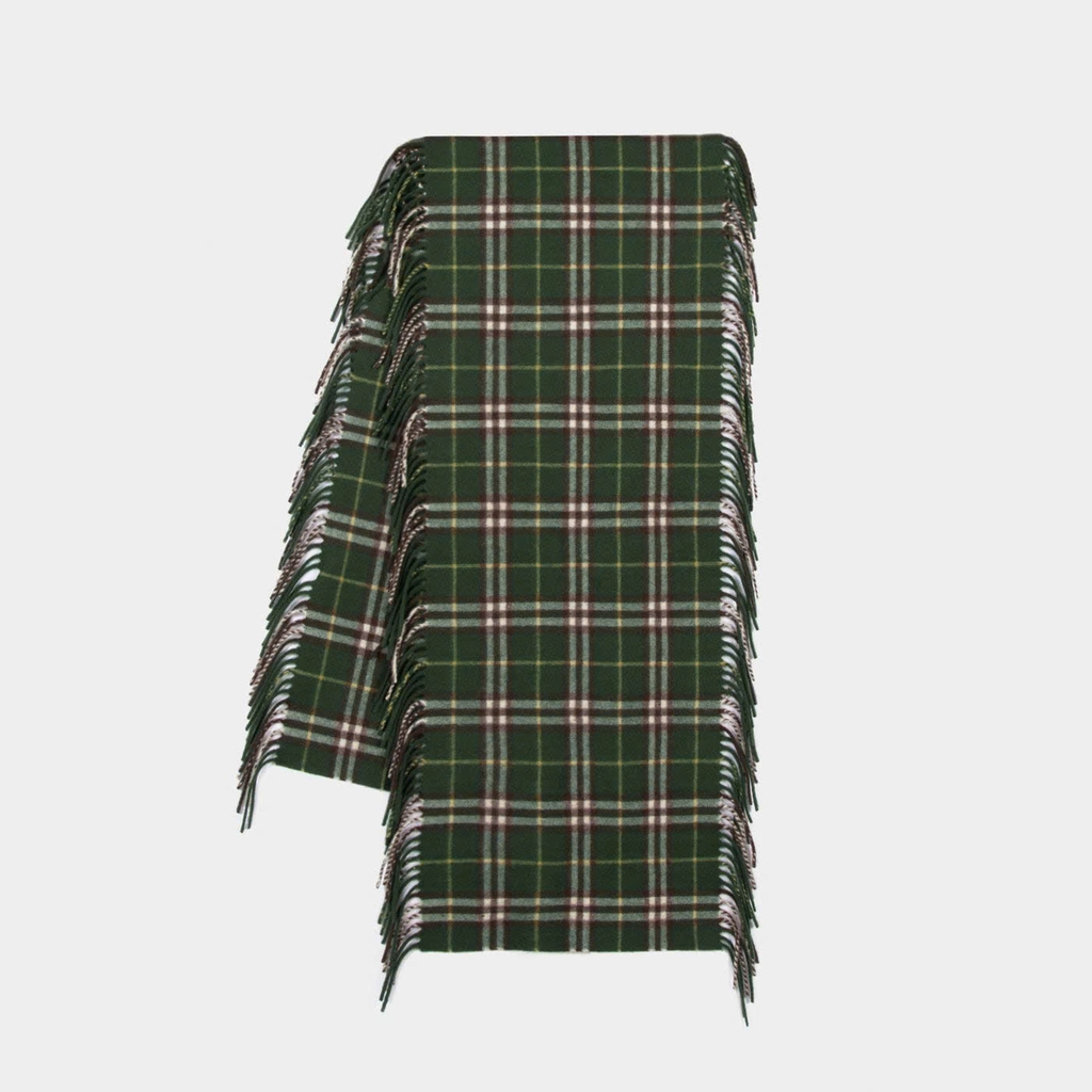 Khăn choàng cashmere kẻ caro có tua rua